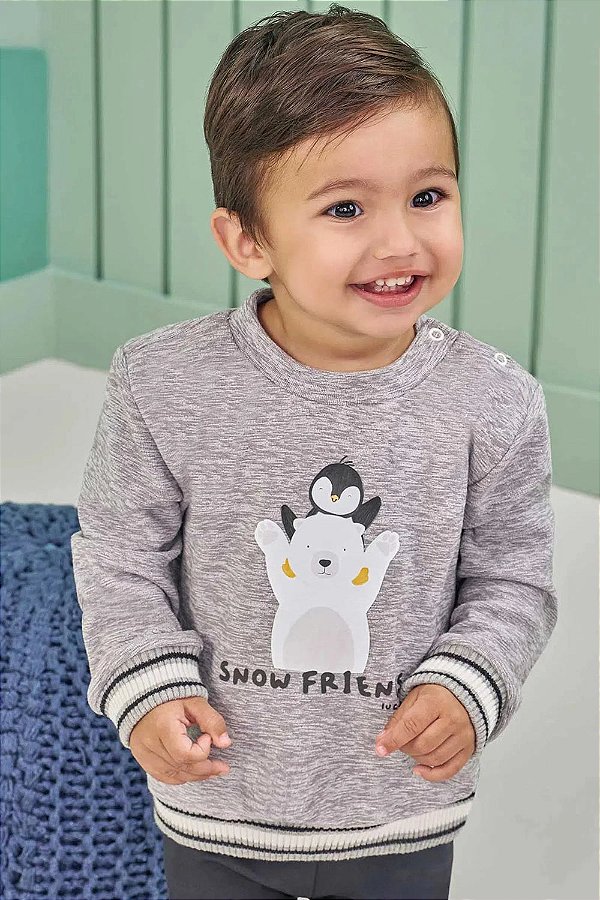 Blusão em Soft Melange LucBoo Bebê Menino