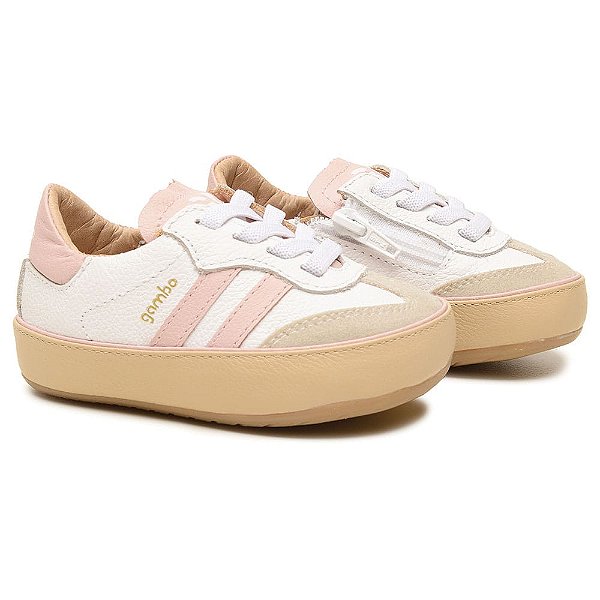 Tênis Bebê Branco e Rosa Today Gambo