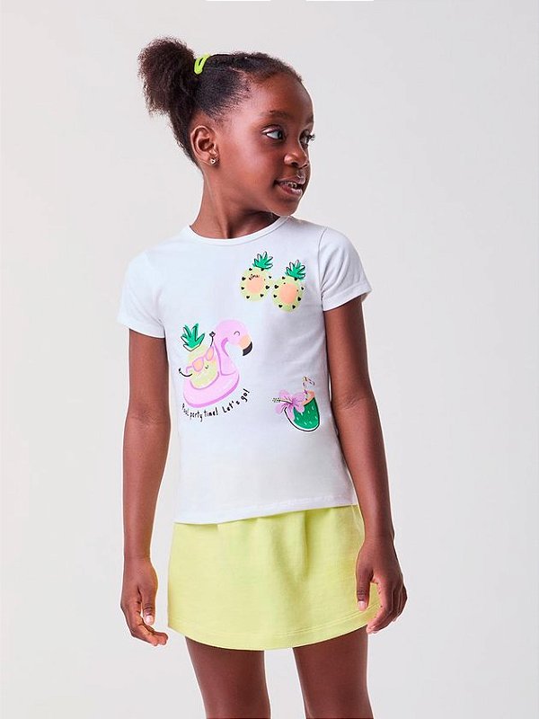 Conjunto Amarelo com Estampa Tropical Bimbi