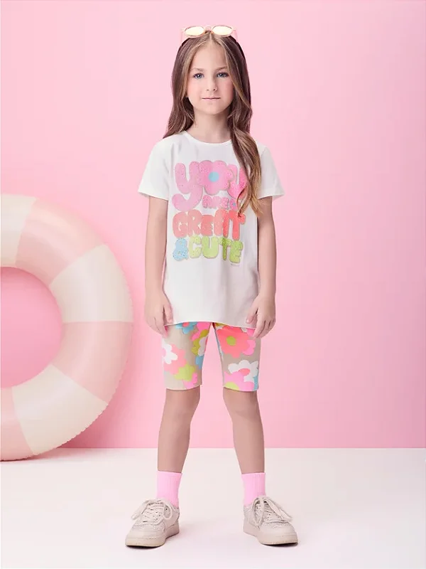 Conjunto Neon Florido com Strass momi