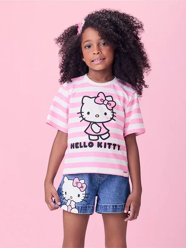 Blusa Rosa Listrada da Hello Kitty momi