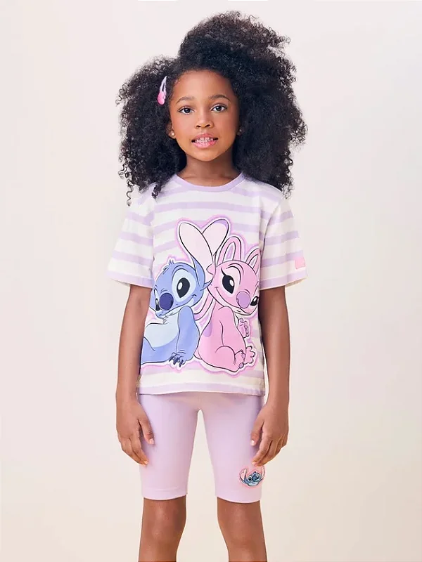 Conjunto Listrado do Stitch e Angel momi