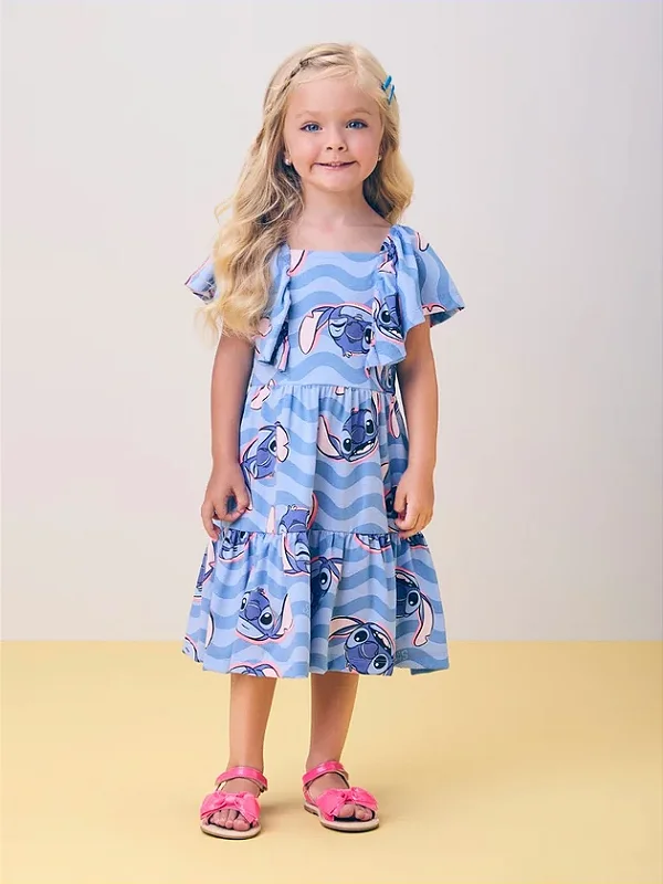 Vestido com Estampa do Stitch momi