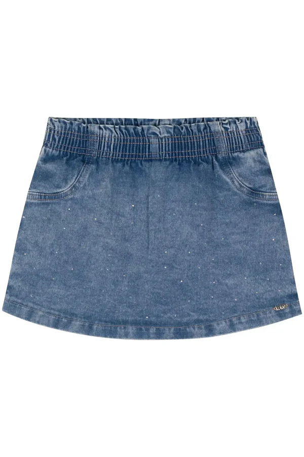 Shorts Saia em Jeans com Elastano Kukiê