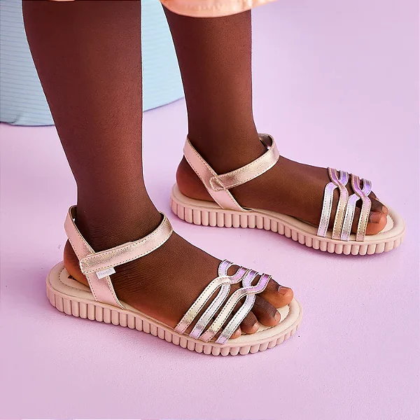 Sandália Papete Infantil Pampili Candy Dourada