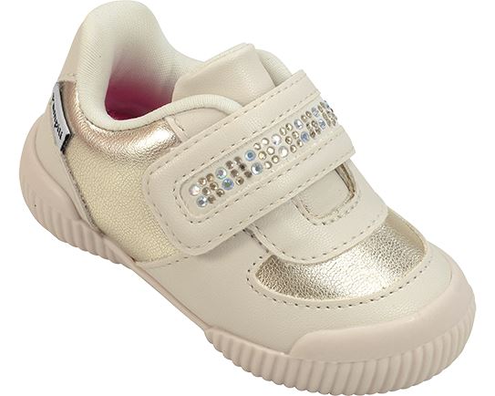 Tênis Infantil Pampili Yuyu com Strass Nude Dourado