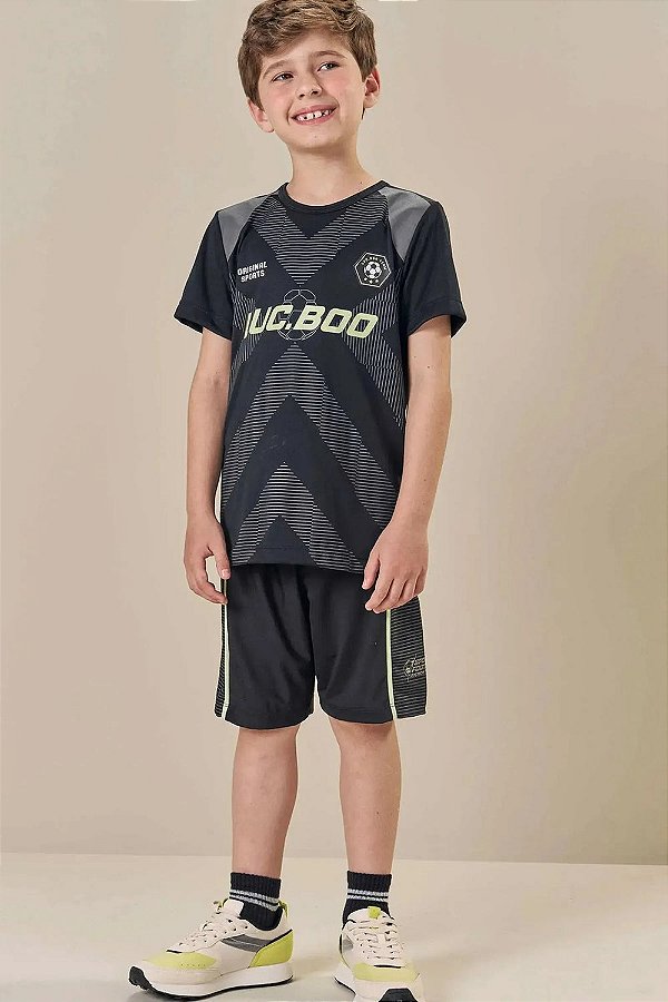 Conjunto de Camiseta em Malha Dry Sport UV50+ e Bermuda em Malha UV50+ LucBoo