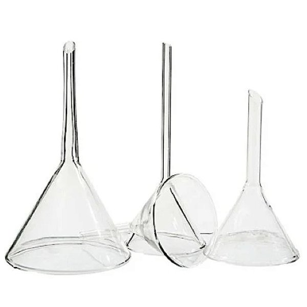 Funil Liso Vidro Haste Curta Boro 3.3