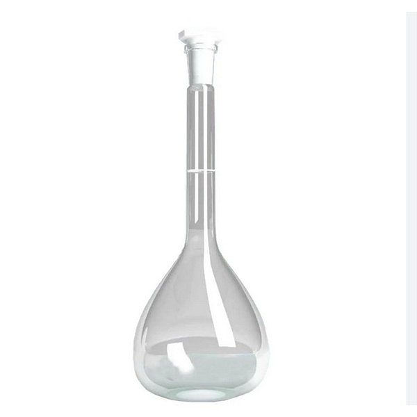 Balão volumétrico vidro boro 3.3, graduado, rolha de poli Classe A