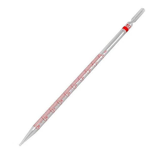 Pipeta sorológica 10ml graduada, vidro neutro 1/10