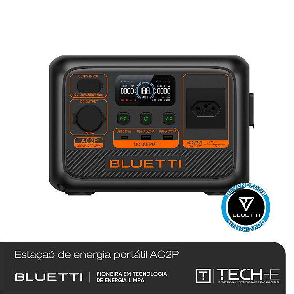 BLUETTI AC2P Estação de Energia Portátil - 300W 230,4Wh