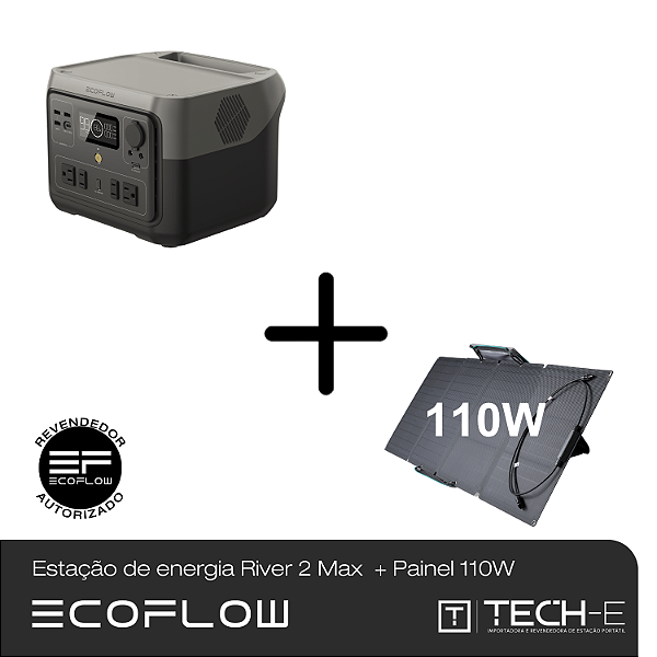 Kit Estação De Energia Portátil - River 2 Max + Placa Solar 110W - EcoFlow