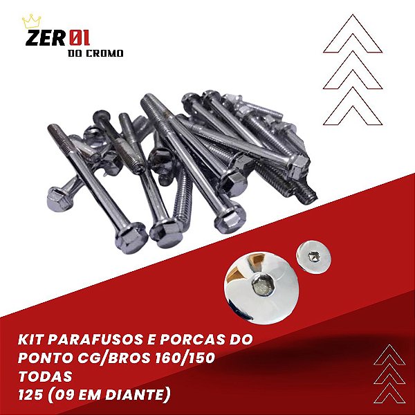 KIT PARAFUSOS CROMADOS DO MOTOR CG 160/150 TITAN FAN START BROS 125 09 EM DIANTE