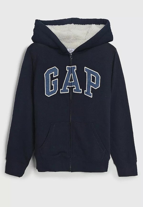 Blusa GAP Moletom Bebe Sherpa Azul Marinho