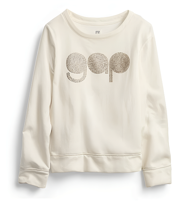 Blusa GAP Moletom Kids Creme Logo Glitter