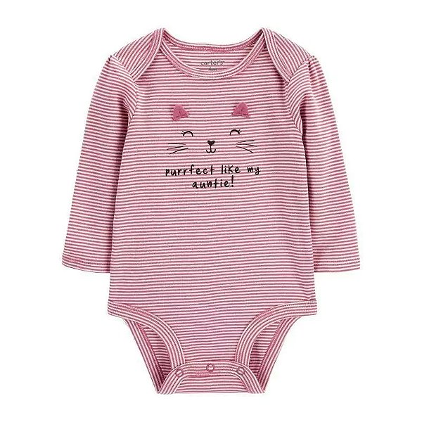 Body Carters Manga Longa Gatinha Rosa