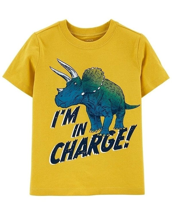 Camiseta Carters Infantil Manga Curta Amarelo Dinossauro