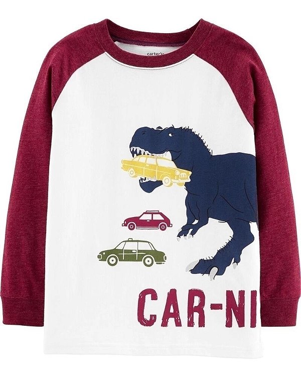 Camiseta Carters Bebe Manga Longa Dinossauro