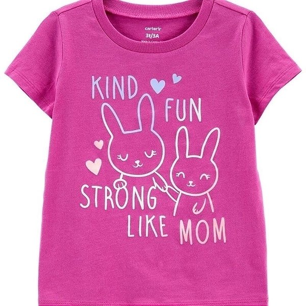 Camiseta Carters Bebe Manga Curta Rosa Coelho