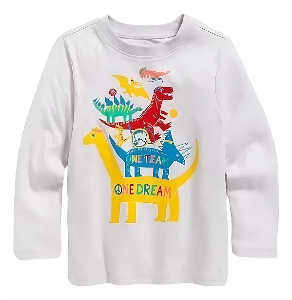 Camiseta GAP Infantil Manga Longa Dinossauros Coloridos - Old Navy