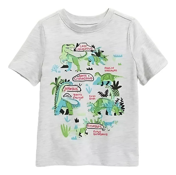 Camiseta GAP Infantil Manga Curta Cinza Dinossauros - Old Navy