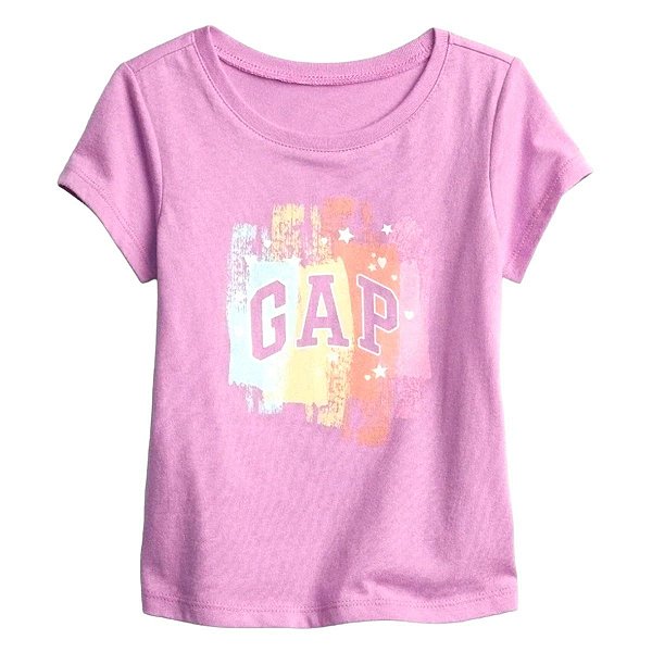 Camiseta GAP Infantil Manga Curta Logo Lilas