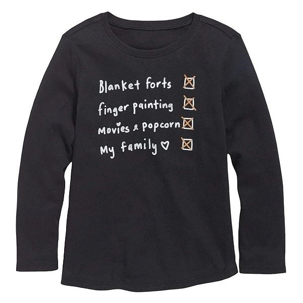 Camiseta GAP Infantil Manga Longa Lista Tarefas - Old Navy