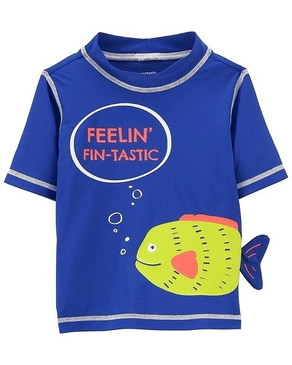 Camiseta Manga Curta Bebe Carters Peixinho Piscina c/ Protecao Solar
