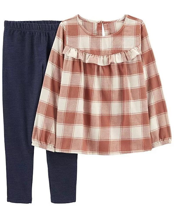 Conjunto Carters 2 pecas Longo Camisa Bata Xadrez