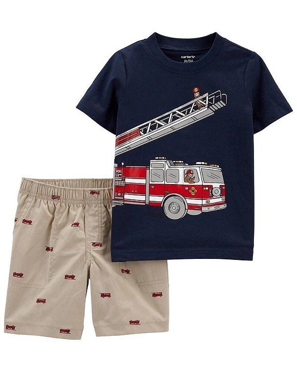 Conjunto Carters 2 pecas Curto Azul Bombeiro