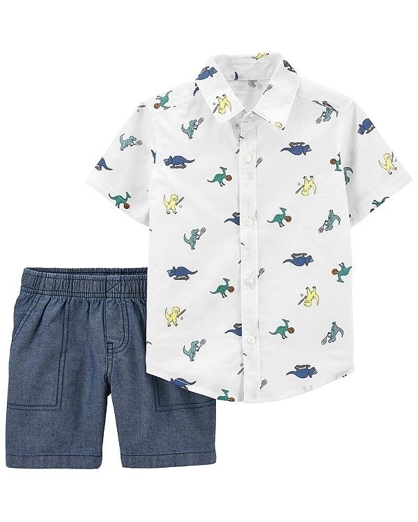 Conjunto Carters 2 pecas Curto Camisa Dinossauro