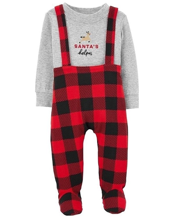Conjunto Carters 2 pecas Jardineira e Body Natal
