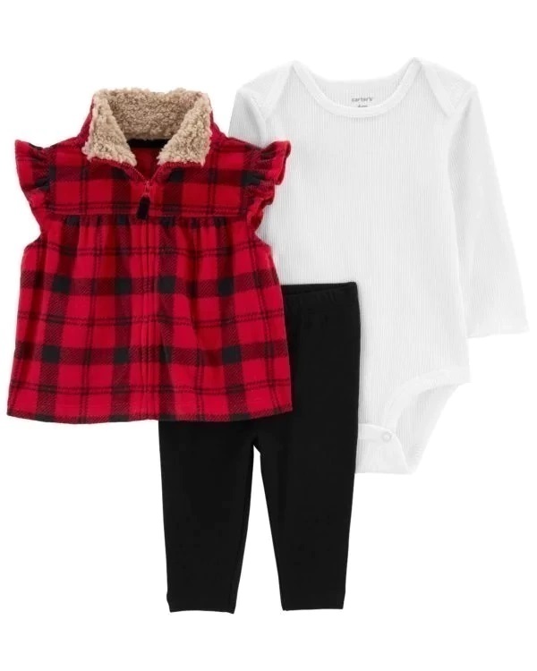 Conjunto Carters 3 pecas Colete Vermelho Xadrez