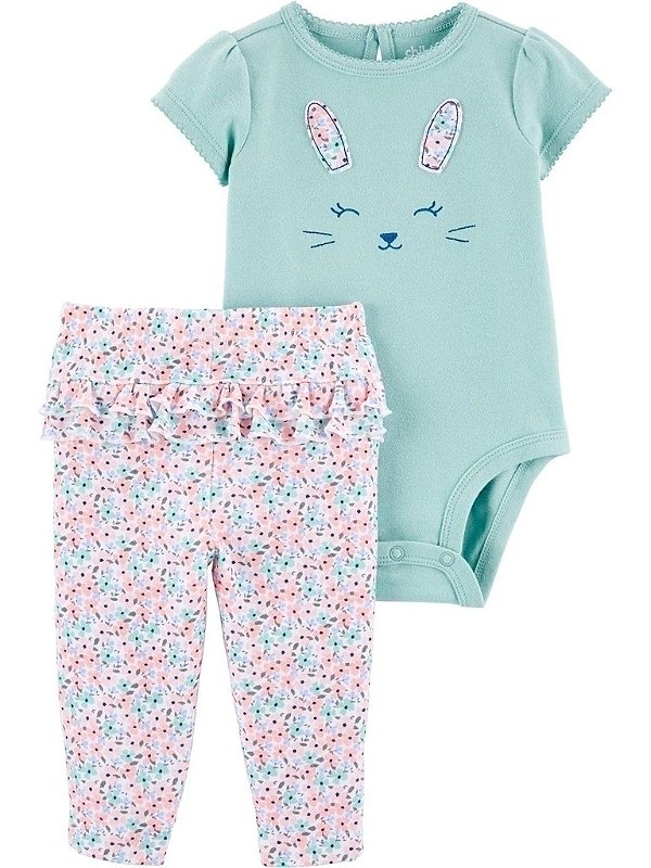 Conjunto Carters 2 pecas Longo Verde Coelho - Child of Mine