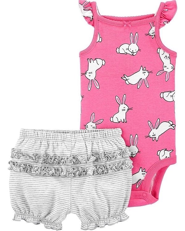 Conjunto Carters 2 pecas Curto Rosa Coelho