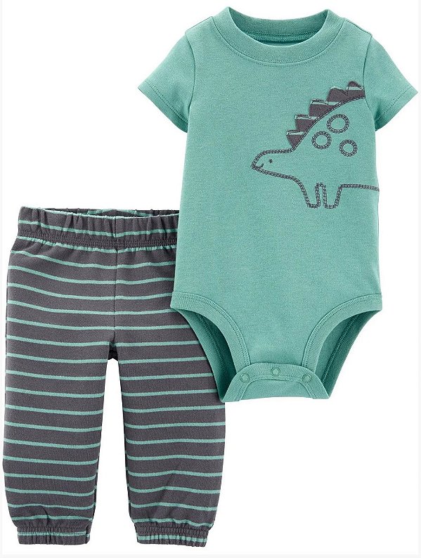 Conjunto Carters 2 pecas Longo Verde Dinossauro - Child of Mine