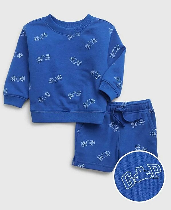 Conjunto GAP Moletom Bebe Azul c/ Bermuda