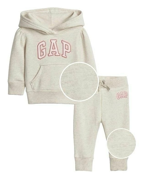 Conjunto GAP Moletom Infantil Creme e Rosa