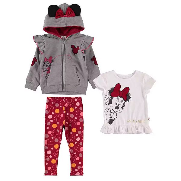 Conjunto Disney 3 pecas Casaco Moletom Minnie
