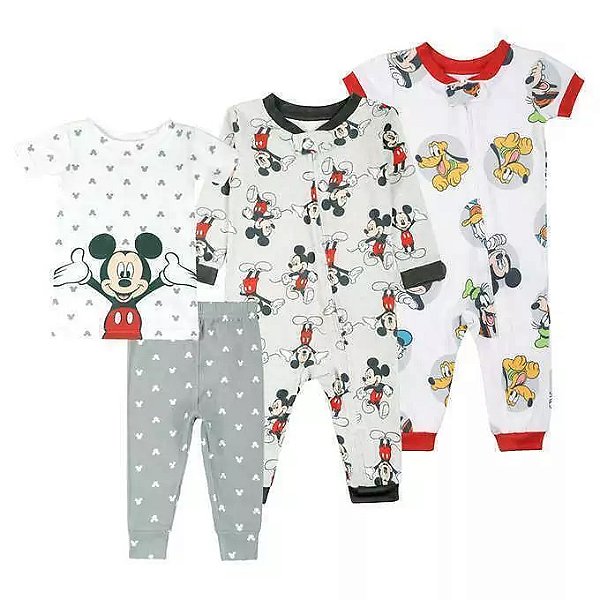Conjunto Disney 4 pecas Mickey Macacão e Pijama