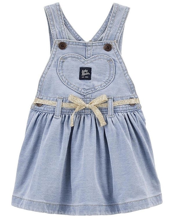 Salopete Carters Jardineira Jeans Coração
