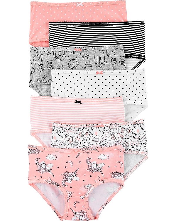 Kit Calcinha Carters Infantil 7 pecas Unicornio