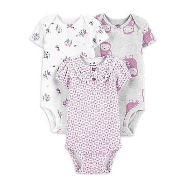Kit Body Carters Manga Curta 3 pecas Coruja
