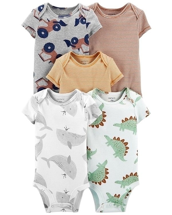 Kit Body Carters Manga Curta 5 pecas Dinossauro