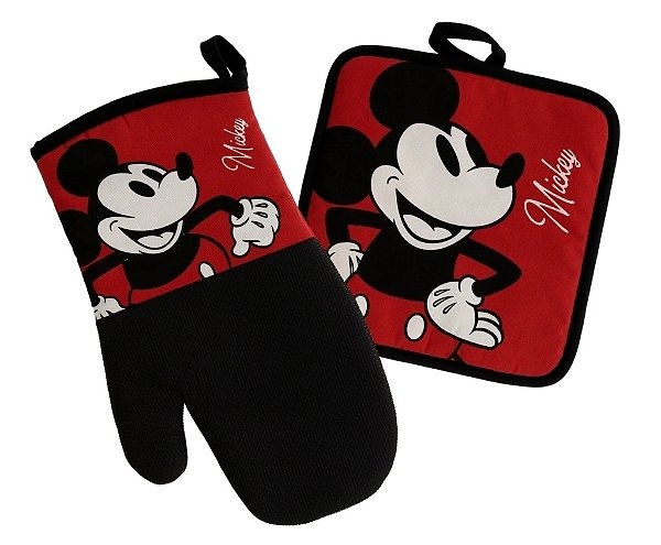 Conjunto 2 pecas Disney - Luva Cozinha e Suporte de Panela Vermelho Mickey