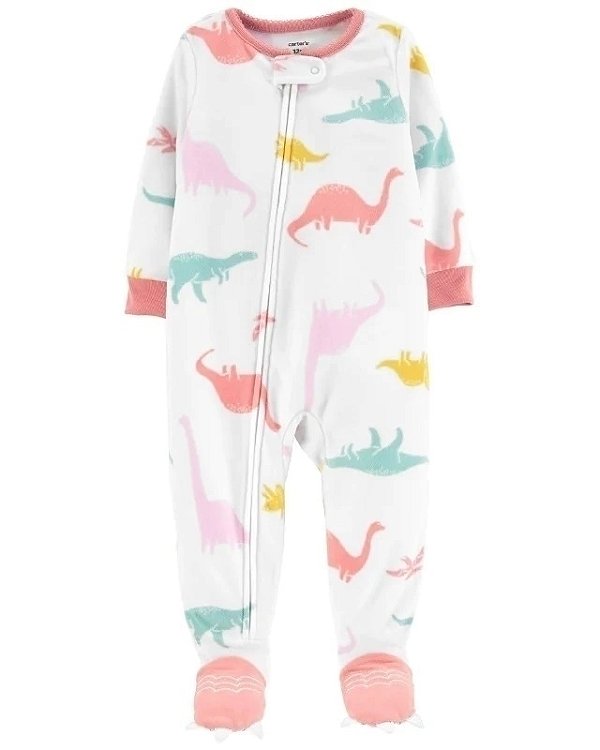 Macacão Carters Fleece Infantil Rosa Dinossauro