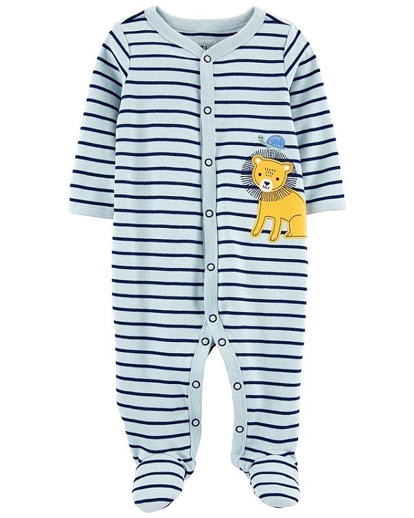 Macacão Carters Bebe Azul Listras Leão