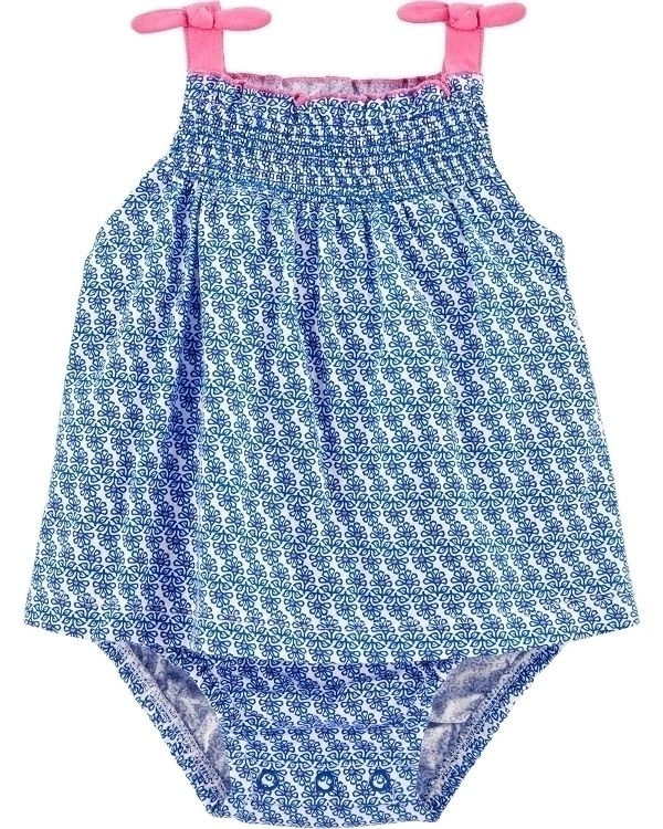 Banho de Sol Carters Vestido Sunsuit Azul e Rosa