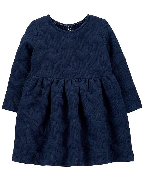 Vestido Carters Azul Coração Manga Longa