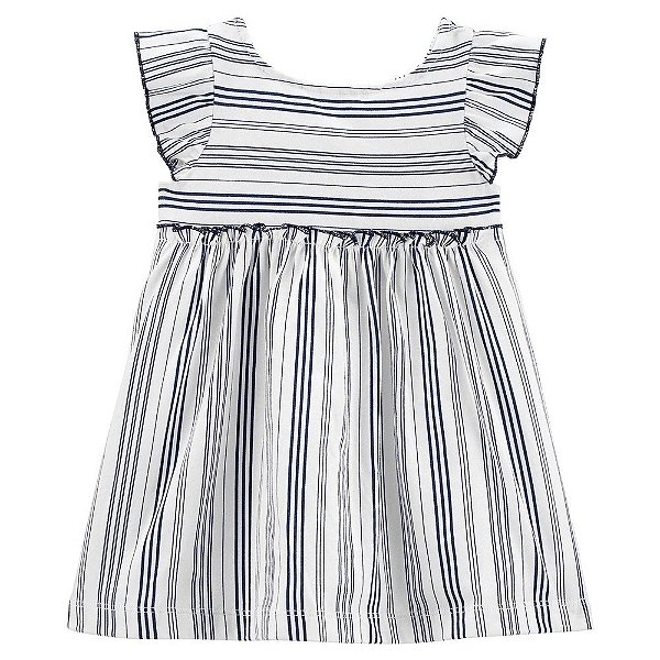 Vestido Carters Branco com Listras Azul + calcinha